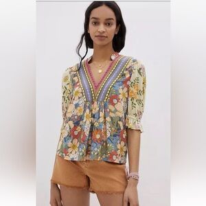 Anthropologie Floral Multicolor Blouse